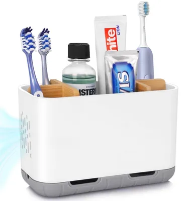 Immagine prodotto di Porta spazzolini elettrico, organizer per spazzolini elettrici, rimovibile con foro di scarico, bianco, grande