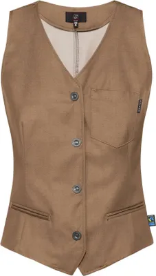 Produktbild von Greiff GASTRO MODA Service Damen Kellnerweste V-Ausschnitt Knopfleiste Regular Fit Baumwollmix ® Denimoptik Camel/Braun L