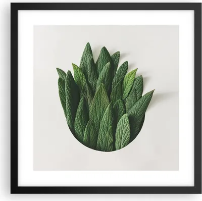 Produktbild von Gerahmtes Poster - Schwarzer Rahmen - Salbei Medizin Blätter - 40x40 cm - Wand Bild - Wanddeko - Wandbilder - Kunstposter - Wandposter - Bilderrahmen - Bilder - Kunstdruck - P2BAC40x40-4859