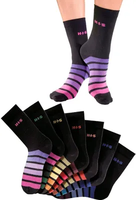 Produktbild von H.I.S. Freizeitsocken Damen Kinder Socken Design am Fuß, weiche Baumwolle 7 -teilig schwarz Größe 35/38