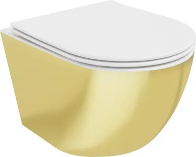 Obrázek produktu pro Mexen Lena WC mísa Rimless s pomalu padající deskou slim, duroplast, bílá/Zlatá- 30224006