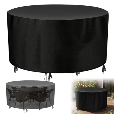 Produktbild von Gartentisch Abdeckung rund wasserdicht 210D Oxford 128x71cm, Gartenmöbel Schutzhülle mit UV Schutz, wetterfest & reißfest für Outdoor Möbel