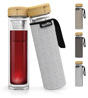 Image de Théière isotherme, en verre double paroi, 450 ml, avec filtre, pour le thé en vrac