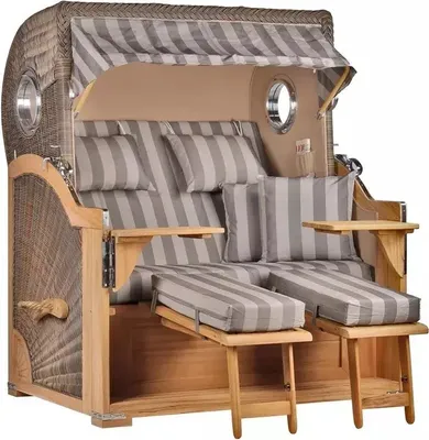 Produktbild von Strandkorb Westerland Teak Bullauge PE grey Dessin 537