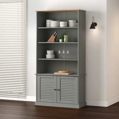 Produktbild von The Living Store Bücherregal VIGO Grau 85x35x170 cm Massivholz Kiefer