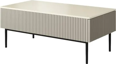 Produktbild von Nicole Couchtisch mit Schubladen und Metallbeinen in Kaschmir und schwarzen Beinen
