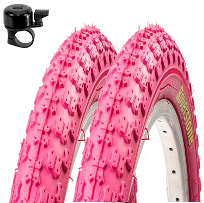 Produktbild von 2 x Roverstone Fahrradreifen 20 x 2,125 (54-406) Pink inkl. Fahrradklingel