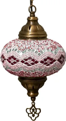 Produktbild von Hanglamp Mozaïek - Handgemachte orientalische türkische Lampe Ø 13 cm aus buntem Glas und Bronze, einzigartiges Design