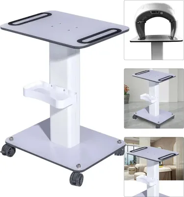 Zdjęcie produktu dla Wózek kosmetyczny - Wózek salonowy - Bardzo duża półka 52×40 cm - Udźwig 40 kg - Z pojemnikiem - Żelazna rama - Łatwy montaż - Biały