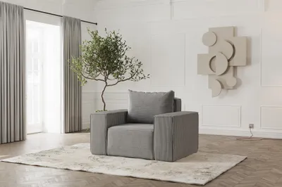 Produktbild von Sessel Designersessel ESTELLE in Stoff Poso Grau