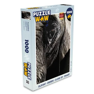 Obrázek produktu pro MuchoWow® Puzzle 1000 dílků Slon - Zvířata - Zblízka - Černá - Hračky - Pro malé i velké - Hry - Skládačky