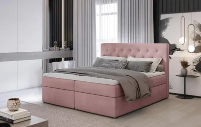 Produktbild von Kontinentales Bett mit Stauraum 160x200 LEVIRO - rosa