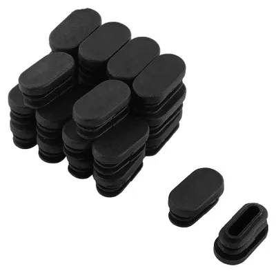 Ovale Kunststoff-Endkappen 16x30 mm, schwarz, 24 St.