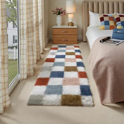 Läuferteppich 60x180 cm Multicolor Weiß, rutschfest