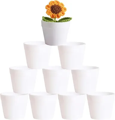 Immagine prodotto di Set di vasi per piante, 10 piccoli vasi bianchi, 6 x 7 cm, ideali per piante grasse e cactus