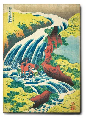 Produktbild von Giallobus - Yoshino Wasserfall - Hokusai - 100L x 140B cm - Bild - Leinwand mit Standardrahmen
