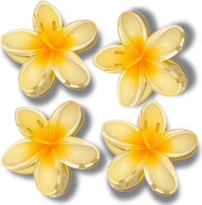 Image de Camerazar Set de 3 pinces à cheveux avec motif floral - plage jaune