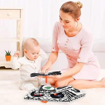 Productafbeelding van Weiche Stoffbücher für Babys - Frühes Lernen Kuschelbuch mit Tieren & Farben