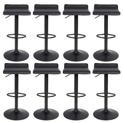 Image de Tabouret de bar (lot de 8) Chaise de bar Tabouret de comptoir réglable en hauteur pivotant en similicuir noir