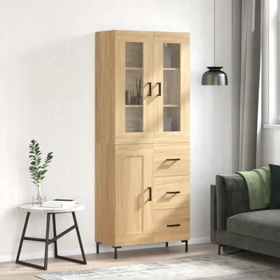 Image de vidaXL Highboard chêne Sonoma 69,5x34x180 cm Matériau dérivé du bois