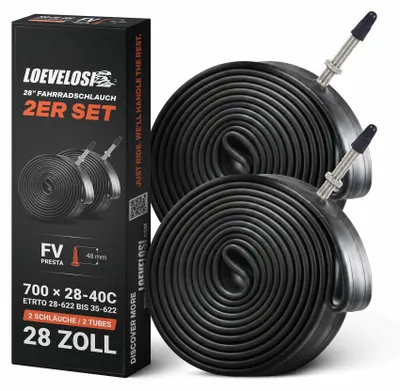 Produktbild von LOEVELOSI 28" Schlauch 700 × 28-40C 2er Set FV 48 mm Presta-Ventil - 2 Stück