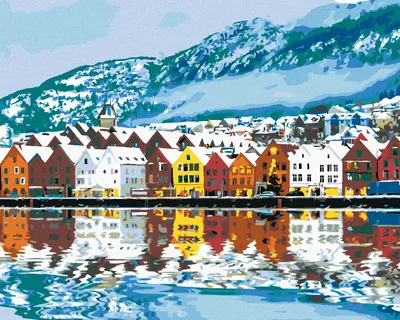 Produktbild von Zuty - Malen nach Zahlen - STADT BERGEN IN NORWEGEN, 40x50 cm, mit Keilrahmen (bereits gespannt)