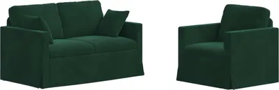 Obrázok produktu pre vidaXL Sada pohoviek, 2 ks, tmavozelená, 138 x 78 x 80 cm, zamat
