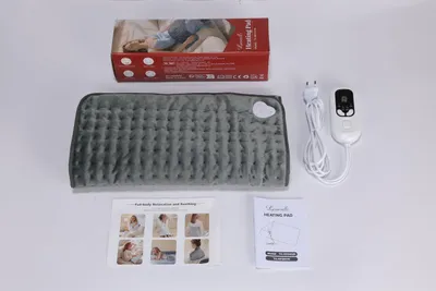 Productafbeelding van Elektrische warmtekussen, warmtekussen voor rug, nek, schouders en buik, met automatische uitschakeling, zachte flanellen stof (lichtgrijs, 43 x 84 cm)