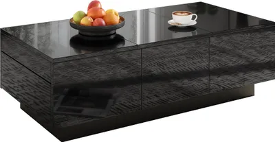 Produktbild von Couchtisch mit Schubladen und Schiebefach – Rechteckiger Wohnzimmertisch mit großem Stauraum, stilvollem Design und pflegeleichter Oberfläche
