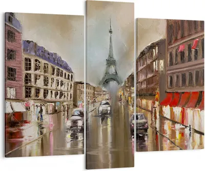 Produktbild von Bild auf Leinwand - Leinwandbild - Paris Turm Straße - 95x80cm - Wand Bild - Wanddeko - Wandbilder - Leinwanddruck - Bilder - Kunstdruck - Wanddekoration - Leinwand bilder - Wandkunst - CB95x80-3431
