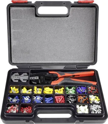 Produktbild von TOOLCRAFT PZ-507 1365635 Crimpzangen-Set 439teilig Kabelschuhe, Flachstecker, Flachsteckhülsen, Stoßverbinder, Aderendh