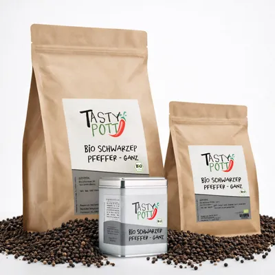 Produktbild von Tasty Pott  Schwarzer Pfeffer ganz - im Beutel - 250g