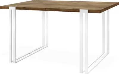Produktbild von Ausziehbarer Esstisch - Großer Tisch im Loft-Stil mit Weiße Metallbeinen 140 bis 240 cm - Industrietisch für das Wohnzimmer - Spacesaver - Lefkas Eiche - 140 x 80 cm