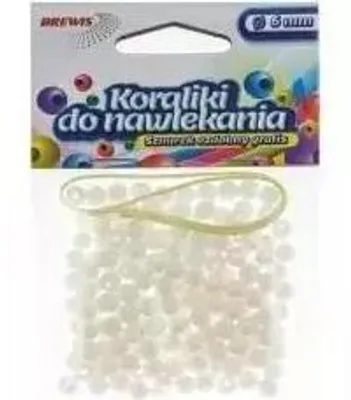 Produktbild von Koraliki do nawlekania 6 mm białe 16 g ze sznurkiem