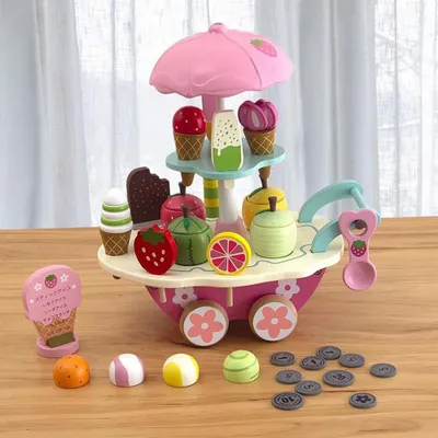 Produktbild von 360Home Hölzernes Küchenspielzeug Simulation Eiscreme Wagen B