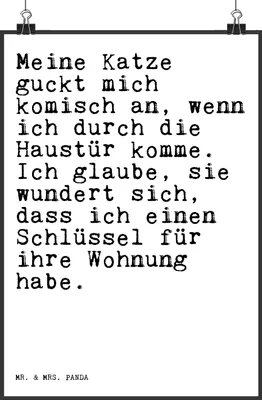 Produktbild von Mr. & Mrs. Panda Bild Meine Katze guckt mich... DIN A4 - Weiß - Geschenk, Freundin, Spruch Sprüche Weisheiten Zitate Lustig Weisheit Worte, drucke, Plakat, Stubentiger