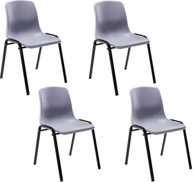 Produktbild von 4er Set Stapelstuhl HLO-CP3 Kunststoff grau