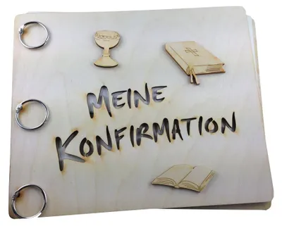 Bastelset Erinnerungsalbum Konfirmation, Holz/Papier, 25x20,5 cm