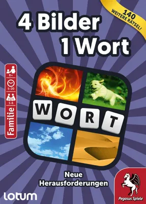 Produktbild von Pegasus 4 Bilder 1 Wort, Kartenspiel, Wort, 8 Jahr(e), 5 min, 20 min, Familienspiel
