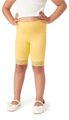 Produktbild von Merry Style Mädchen Kurze Leggings mit Spitze Mädchen Leggings aus Viskose MS10-434 (Gelb, 140)