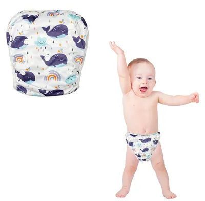Imagen del producto de Pañal de natación reutilizable, ajustable de 3 a 15 kg, para bebés de 0 a 2 años, lavable