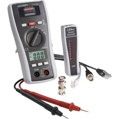 Immagine prodotto di Voltcraft CT-3 DMM multimetro con tester per cavi, tester per cavi, adatto per BNC, RJ11 e RJ45 (LA-1011)