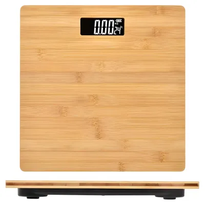 Immagine prodotto di Bilancia pesapersone in bambù – Bilancia elettronica – Display LED – Capacità 180 kg – 4 sensori di precisione