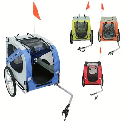 Image de Remorque pour chiens et poussette pour promenade – Buggy pliable pour animaux de compagnie – Capacité maximale : 40 kg – Bleu et noir