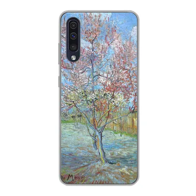 Produktbild von MuchoWow® Handyhülle Schutzhülle Hülle für Samsung Galaxy A30s Der rosa Pfirsichbaum - Vincent van Gogh Silikon Softcase Handy Hülle - Karteninhaber