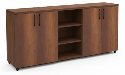 Image de Buffet au design moderne, marron et noir, style minimaliste