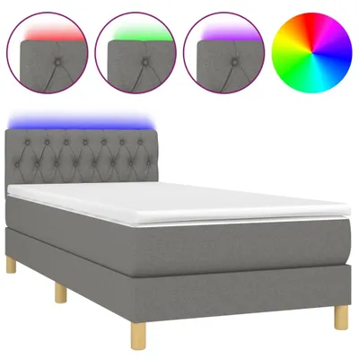 Produktbild von Boxspringbett mit Matratze & LED Dunkelgrau 90x190 cm Stoff