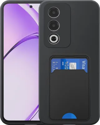 Image de Coque pour téléphone Oppo A3 Pro / A80 avec porte-cartes en TPU - Coque arrière flexible en silicone TPU avec porte-cartes - Noir - Smartphonics