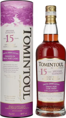 Produktbild von Tomintoul 15 Years Old TAWNY PORT CASKS Finish 2008 46% Vol. 0,7l in Geschenkbox