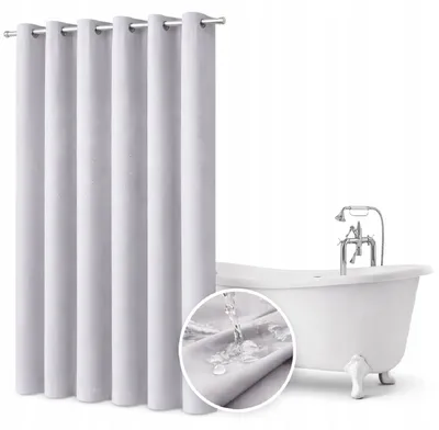 Produktbild von Duschvorhang 200 x 220 cm, wasserdicht und leicht, mit Ösen, hellgrau
